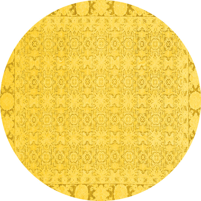 Round Machine Washable Abstract Yellow Modern Rug, wshabs3701yw