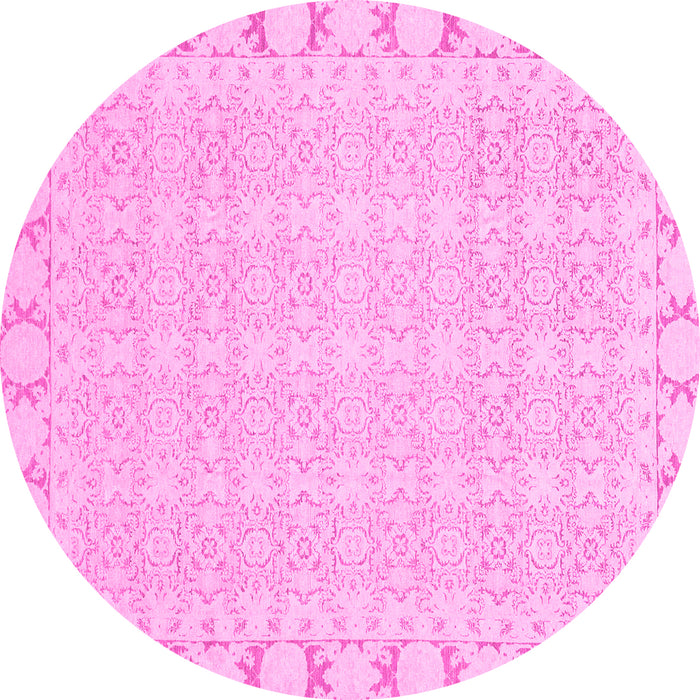 Round Abstract Pink Modern Rug, abs3701pnk