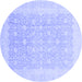 Round Abstract Blue Modern Rug, abs3702blu