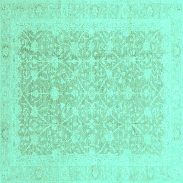 Square Machine Washable Abstract Turquoise Modern Area Rugs, wshabs3702turq