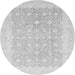 Round Machine Washable Abstract Gray Modern Rug, wshabs3702gry