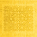 Square Machine Washable Abstract Yellow Modern Rug, wshabs3702yw