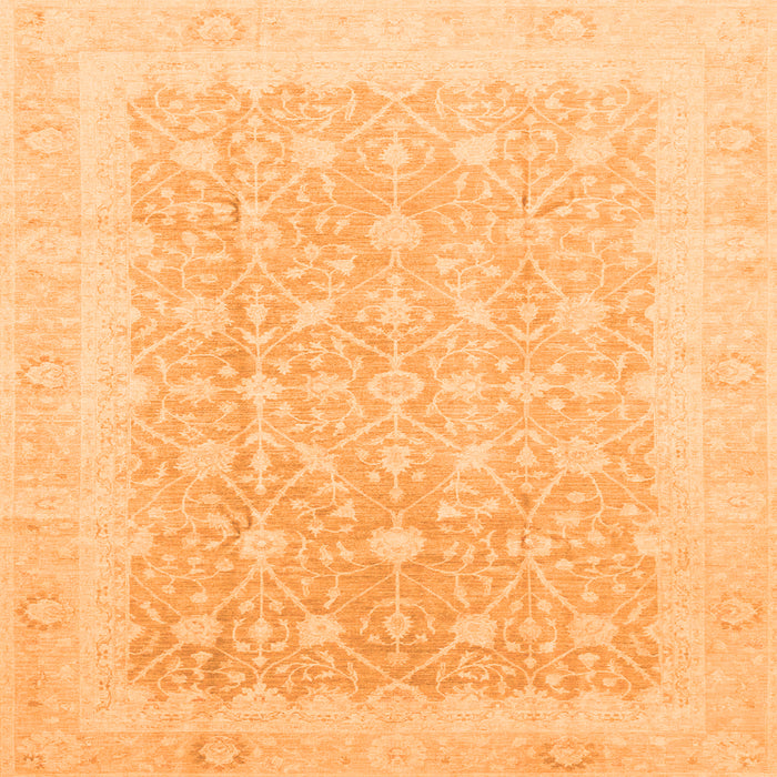 Square Machine Washable Abstract Orange Modern Area Rugs, wshabs3702org