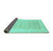 Sideview of Abstract Turquoise Modern Rug, abs3702turq