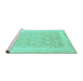 Sideview of Machine Washable Abstract Turquoise Modern Area Rugs, wshabs3702turq