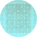 Round Abstract Light Blue Modern Rug, abs3702lblu