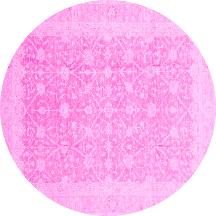 Round Abstract Pink Modern Rug, abs3702pnk