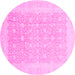 Round Abstract Pink Modern Rug, abs3702pnk