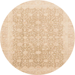 Round Machine Washable Abstract Pastel Orange Rug, wshabs3702