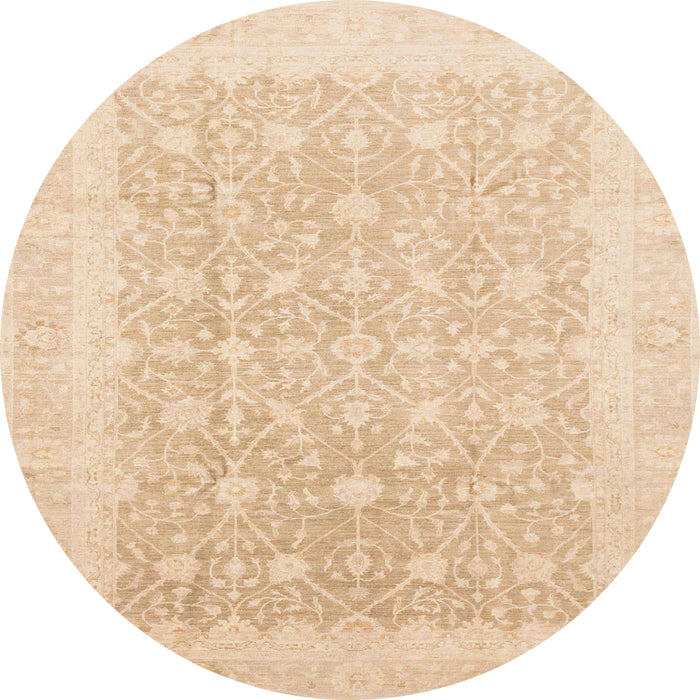 Round Machine Washable Abstract Pastel Orange Rug, wshabs3702