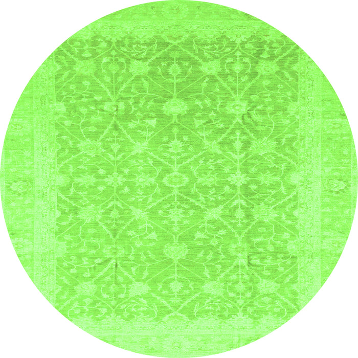 Round Machine Washable Abstract Green Modern Area Rugs, wshabs3702grn