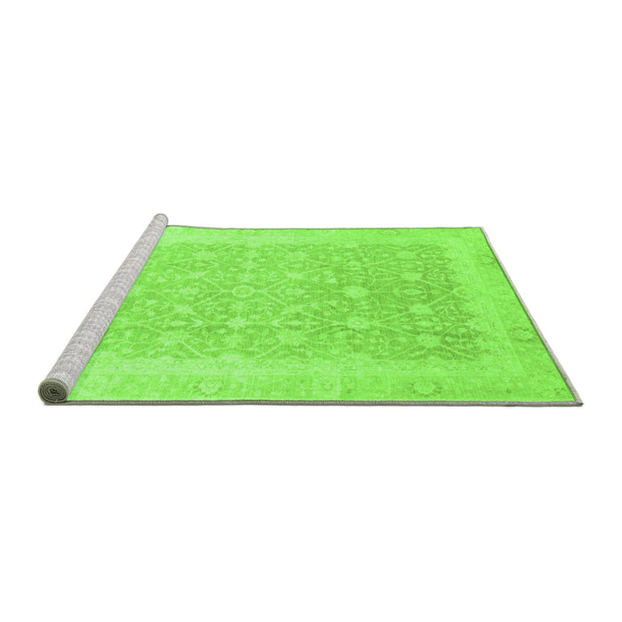 Sideview of Machine Washable Abstract Green Modern Area Rugs, wshabs3702grn