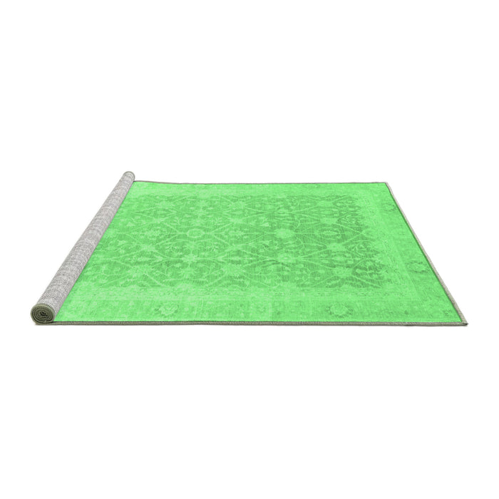 Sideview of Machine Washable Abstract Emerald Green Modern Area Rugs, wshabs3702emgrn