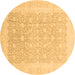 Round Abstract Brown Modern Rug, abs3702brn