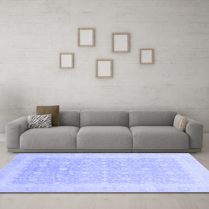 Machine Washable Abstract Blue Modern Rug in a Living Room, wshabs3702blu