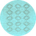 Round Oriental Light Blue Traditional Rug, abs3703lblu