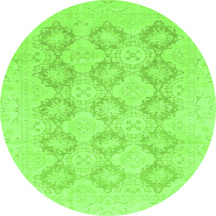 Round Oriental Green Traditional Rug, abs3703grn