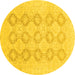 Round Oriental Yellow Traditional Rug, abs3703yw