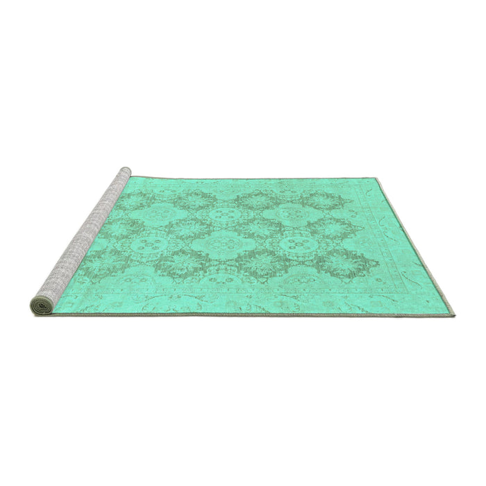 Sideview of Machine Washable Oriental Turquoise Traditional Area Rugs, wshabs3703turq