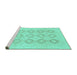 Sideview of Machine Washable Oriental Turquoise Traditional Area Rugs, wshabs3703turq