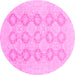 Round Oriental Pink Traditional Rug, abs3703pnk