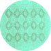 Round Oriental Turquoise Traditional Rug, abs3703turq