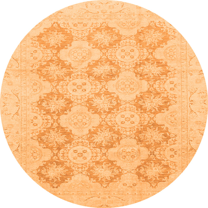 Round Oriental Orange Traditional Rug, abs3703org