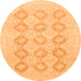 Round Oriental Orange Traditional Rug, abs3703org