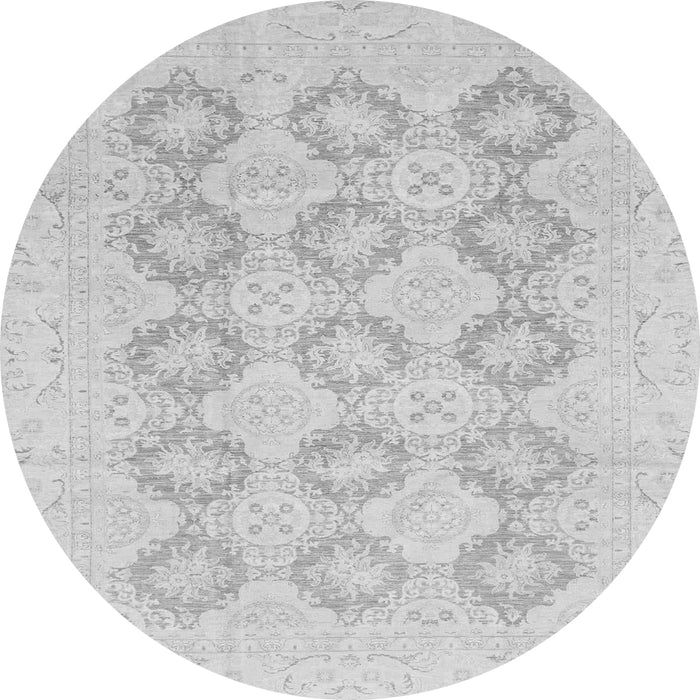 Round Machine Washable Oriental Gray Traditional Rug, wshabs3703gry