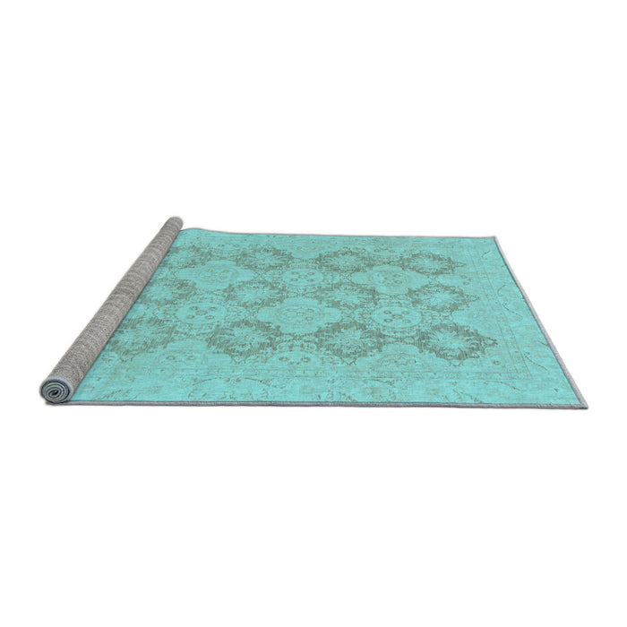 Sideview of Machine Washable Oriental Light Blue Traditional Rug, wshabs3703lblu
