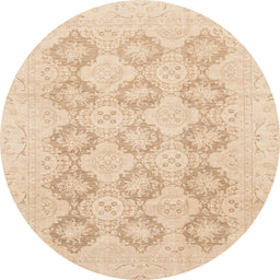 Round Abstract Pastel Orange Oriental Rug, abs3703