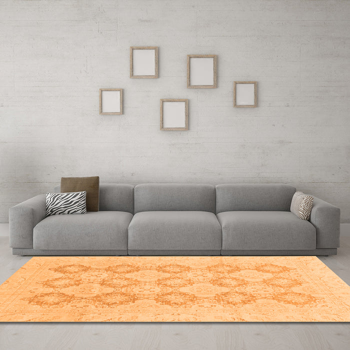Machine Washable Oriental Orange Traditional Area Rugs in a Living Room, wshabs3703org