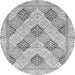 Round Machine Washable Abstract Gray Modern Rug, wshabs3704gry