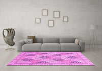 Machine Washable Abstract Pink Modern Rug, wshabs3704pnk