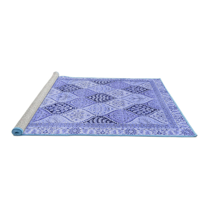 Sideview of Machine Washable Abstract Blue Modern Rug, wshabs3704blu