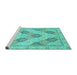 Sideview of Machine Washable Abstract Turquoise Modern Area Rugs, wshabs3704turq