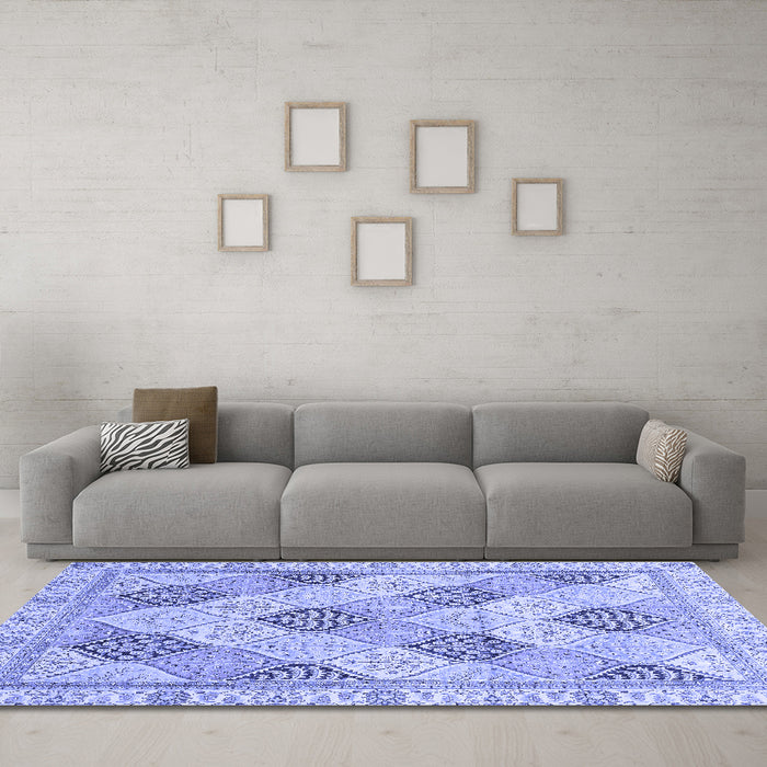 Machine Washable Abstract Blue Modern Rug in a Living Room, wshabs3704blu