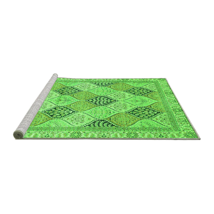 Sideview of Machine Washable Abstract Green Modern Area Rugs, wshabs3704grn