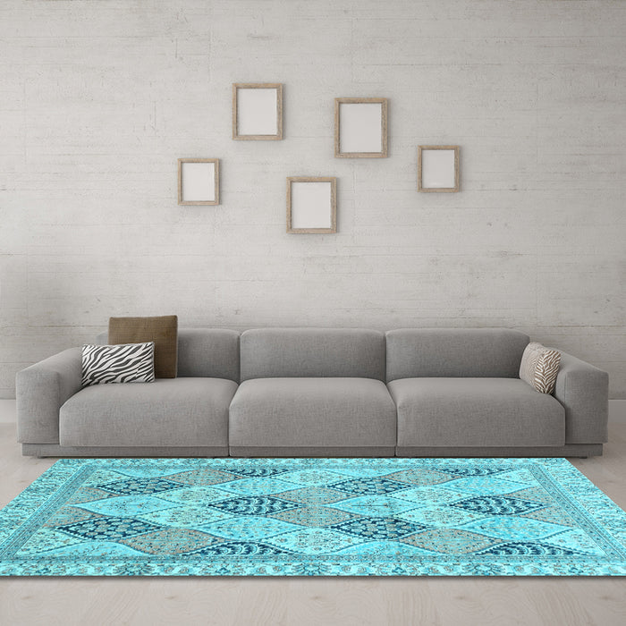 Machine Washable Abstract Light Blue Modern Rug in a Living Room, wshabs3704lblu