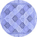 Round Abstract Blue Modern Rug, abs3704blu