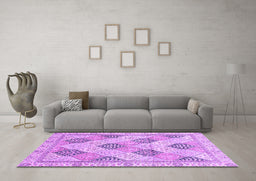 Machine Washable Abstract Purple Modern Area Rugs in a Living Room, wshabs3704pur