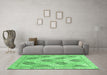 Machine Washable Abstract Emerald Green Modern Area Rugs in a Living Room,, wshabs3704emgrn