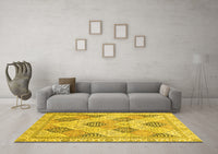 Machine Washable Abstract Yellow Modern Rug, wshabs3704yw