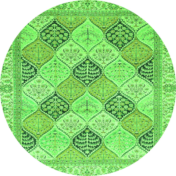 Round Machine Washable Abstract Green Modern Area Rugs, wshabs3704grn
