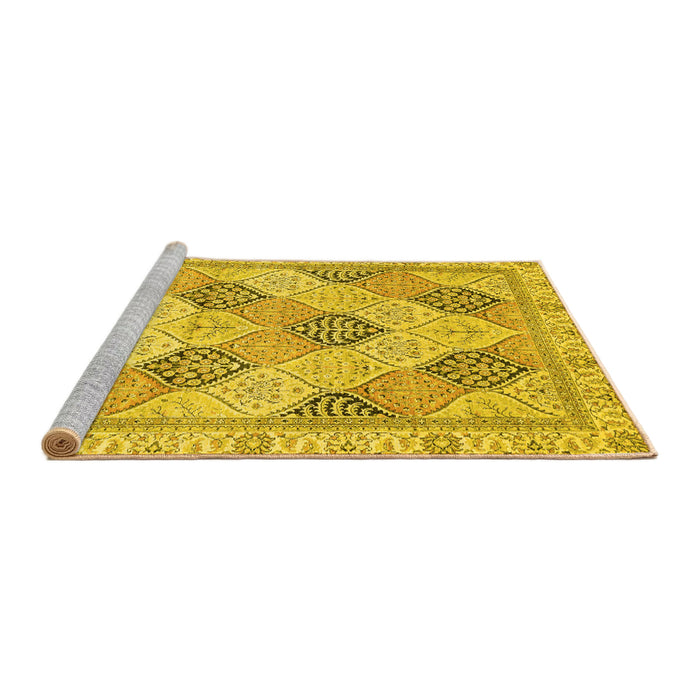 Sideview of Machine Washable Abstract Yellow Modern Rug, wshabs3704yw