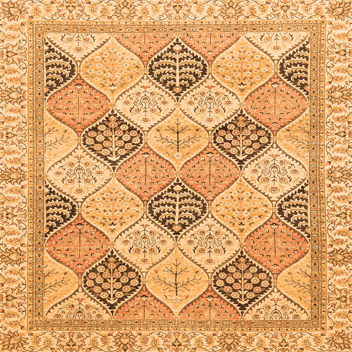 Square Machine Washable Abstract Orange Modern Area Rugs, wshabs3704org