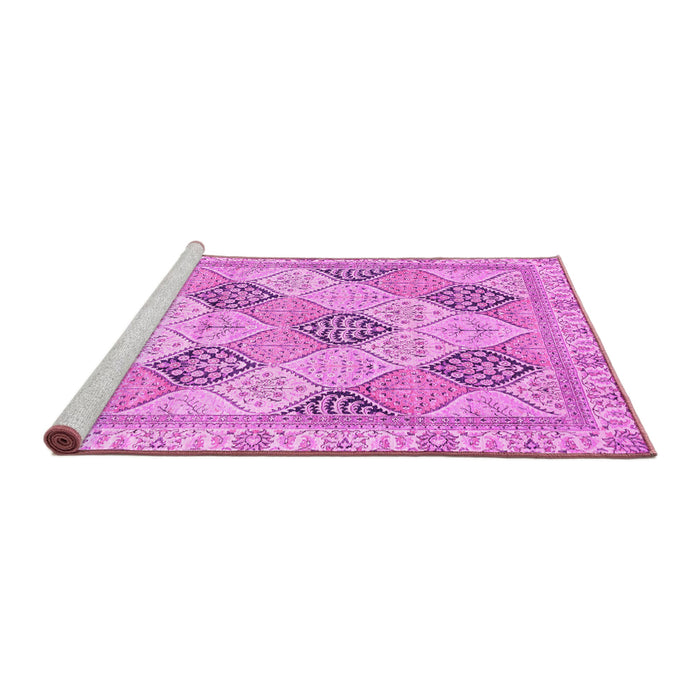 Sideview of Machine Washable Abstract Pink Modern Rug, wshabs3704pnk