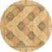 Round Abstract Brown Modern Rug, abs3704brn