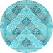 Round Machine Washable Abstract Light Blue Modern Rug, wshabs3704lblu