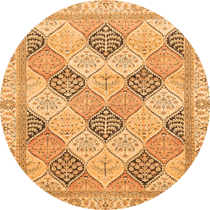 Round Abstract Orange Modern Rug, abs3704org